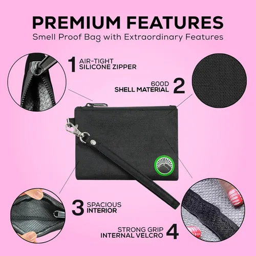 Vista 2 de Bolsa pequeña a prueba de olores de 6" x 4", contenedor a prueba de olores, bolsa resistente a olores probada con perros, mejor bolsa selladora