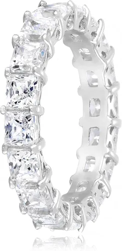 Vista 4 de Tienda Collection Sterling Silver Princess Cut All-Around Band Ring made with Infinite Elements Cubic Zirconia