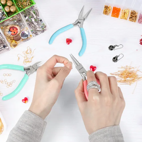 Vista 7 de WORKPRO Juego de Alicates para Joyería, Kit de Herramientas para Hacer Joyas de 3 Piezas que Incluye Alicates de Punta Fina/Alicates de Punta Plana