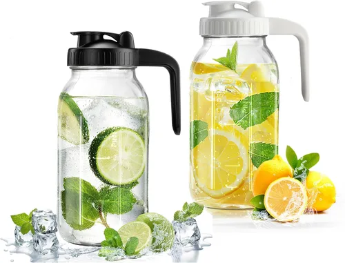 Vista 28 de Jarra de vidrio de 32 onzas con tapa y boquilla de vertido en forma de V, jarra de leche materna de 1 cuarto de galón, doble a prueba de fugas