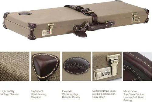 Vista 2 de TOURBON Caja de almacenamiento de pistola rígida vintage con cerradura de latón sólido