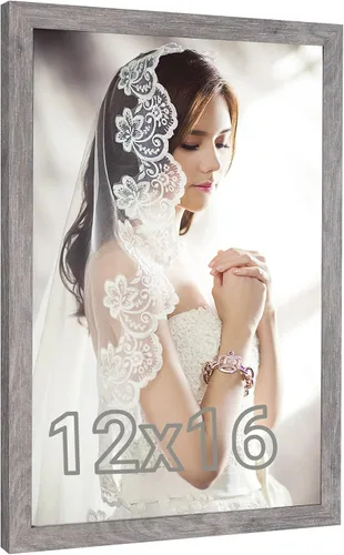 Vista 51 de Marco de 8 x 24 pulgadas de madera natural con veta rústica, marco de 24 x 8 pulgadas en color beige, marco para colgar pósteres de arte, marco de 8