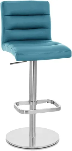 Vista 35 de Zuri Muebles Taburete de bar moderno de altura ajustable gris exuberante con base plana redonda cepillada