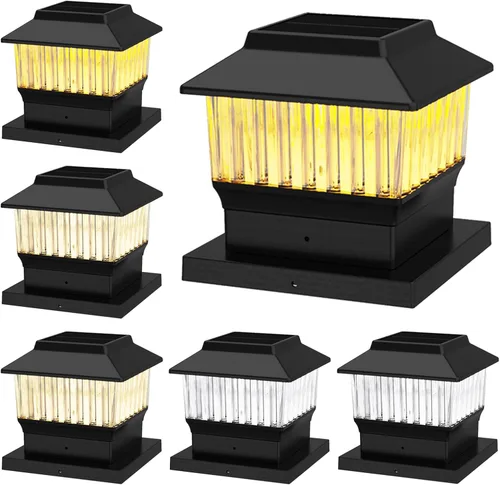 Vista 12 de Luces solares para tapa de poste (paquete de 2) – LED blanco cálido de 25 lúmenes, se adapta a 3.5 x 3.5 pulgadas y 4 x 4 pulgadas de madera/vinilo