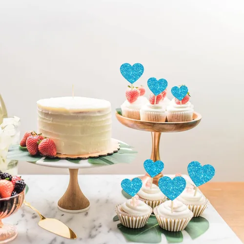 Vista 9 de Gyufise 30 piezas de adornos para cupcakes con purpurina de amor dulce para cupcakes, decoración de pasteles para el día de San Valentín, decoración
