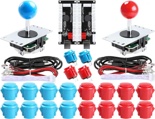 Easyget 2-Player DIY Arcade Kit USB to Joystick Arcade DIY Parts Kit For PC, Windows, MAME, Raspberry Pi - 2x Zero Delay USB Encoder + 2x Arcade