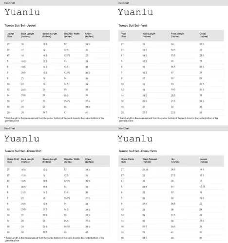 Vista 5 de YuanLu Trajes formales coloridos de 5 piezas para niños, conjunto de traje de vestir ajustado