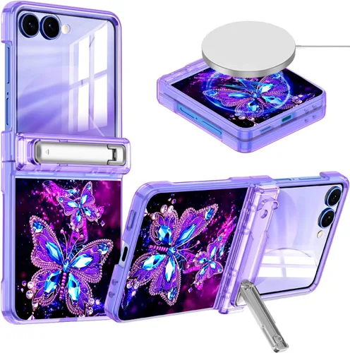 Vista 26 de Hekodonk Funda para Galaxy Z Fold 6, compatible con MagSafe, brilla en la oscuridad, protector de pantalla frontal, soporte, protección de bisagra