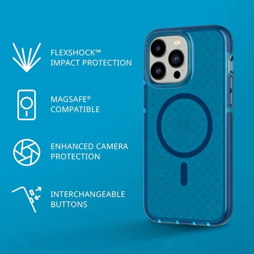 Vista 2 de tech21 iPhone 14 Pro Max Evo Check compatible con MagSafe Funda protectora delgada y absorbente de golpes con protección FlexShock Multi-Drop de 16