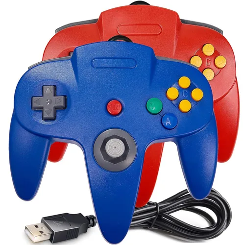 Vista 16 de controlador clásico N64, controlador N64 USB con cable para PC Game pad Joystick, controlador N64 Bit USB con cable Game Stick Joy pad para Windows