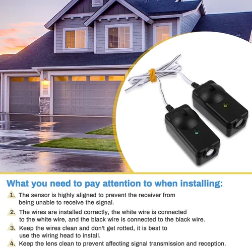 Vista 5 de Kit de sensor de seguridad 41A5034, repuesto para sensor de puerta de garaje Craftsman/Chamberlain/Liftmaster, compatible con abridores de puerta