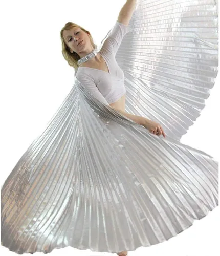 Vista 3 de danzcue Iridescent Blanco Alas De Isis Danza del Vientre con palos