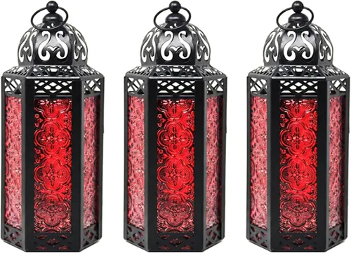 Vista 123 de VELA LANTERNS Farol portavelas decorativo, marroquí, gótico, morado, de 10.5 pulgadas, para mesa o colgar, decoración de Ramadán, decoración