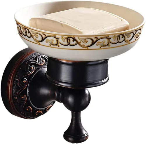 Vista 6 de Leyden Juego de 2 toallas de bronce aceitado y jabonera para baño montado en la pared