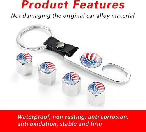 Vista 5 de Pack-4 Tapones de vástago de válvula de automóvil, tapones de aire para neumáticos con llave, cubiertas de sellado, universales para la mayoría