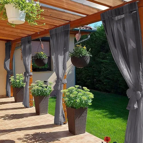 Vista 32 de SpaceDresser Cortinas traslúcidas impermeables para patio y exteriores – 2 paneles de cortina transparente con bolsillo para barra para sala