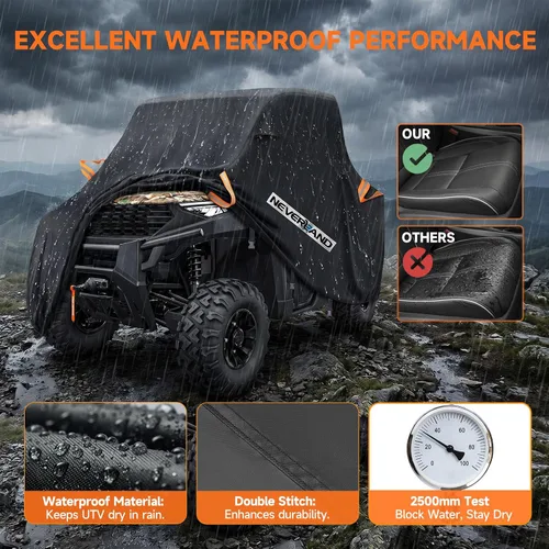 Vista 3 de Neverland, 190T funda de almacenamiento impermeable universal para vehículo todo terreno UV Protection, Adjustable Straps, 2 Air Vents for Polaris