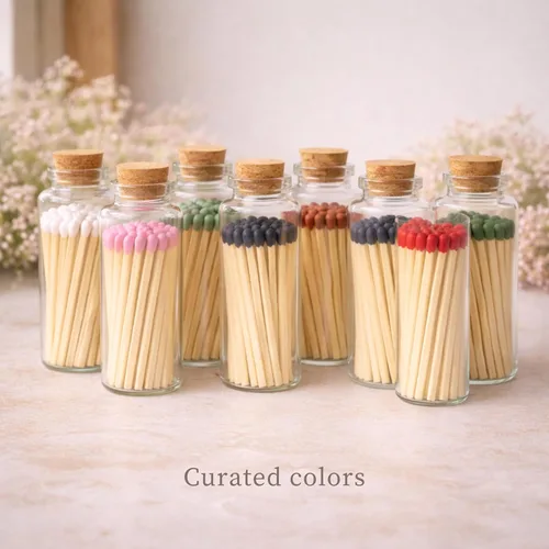 Vista 6 de Chandler Studio Little Match Bottles - Botella de boda con parte inferior de golpeador, tarro decorativo de vidrio con corcho (individual)