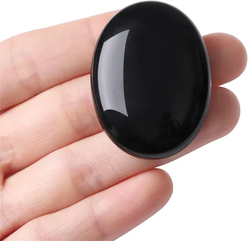 Juego de piedras curativas de obsidiana para el pulgar, piedras talladas a mano, bolsillo de piedras preciosas naturales, meditación Reiki, energía
