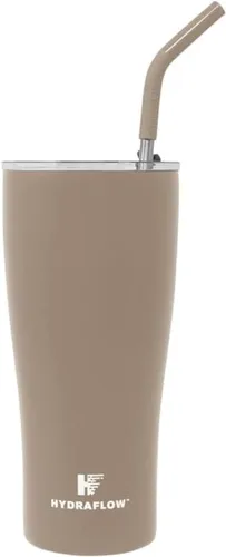 Vista 16 de HYDRAFLOW Capri - Vaso de 30 onzas con pajita - Vaso aislado al vacío de triple pared - Taza aislada para batidos - Vaso de acero inoxidable - Vaso