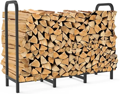 Soporte para Leña de 4 Pies, Apilador de Troncos Resistente Ajustable para Chimenea, Organizador de Metal para Almacenamiento de Pilas de Madera