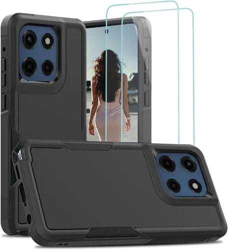 Vista 53 de Jeylly para Moto G Stylus 5G 2021 Funda con [2 Pack] Protector de Pantalla de Vidrio Templado, Protección Grado Militar Anti-Arañazos, Funda