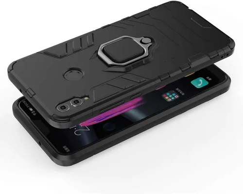 Vista 6 de Funda para teléfono Huawei Honor 8X con protector de pantalla de vidrio templado y soporte magnético para anillo con soporte, accesorios delgados