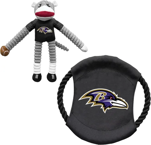 Vista 19 de Littlearth NFL Unisex NFL Sock Monkey and Flying Disc Pet Toy Combo Set