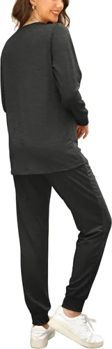 Vista 5 de Bofell Conjuntos de descanso para mujer, 2 piezas, cuello cuadrado, moda de otoño 2023, trajes de dos piezas, trajes deportivos de moda