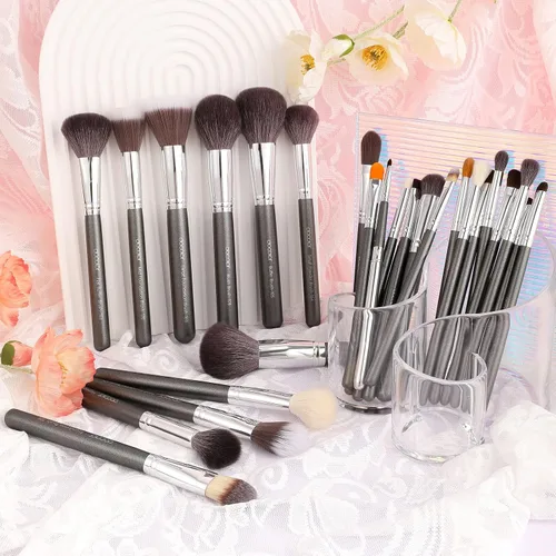 Vista 6 de docolor Professional 29Pcs Makeup Brush Set, Premium Goat Hair & Synthetic Fiber Blending Brushes for Foundation Powder Blush Concealer Eyeshadow