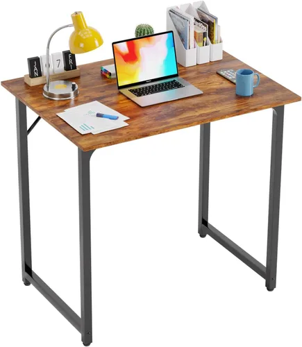 Vista 17 de PayLessHere Escritorio para computadora de 32 pulgadas Negro Escritorio de oficina con marco de metal, pies ajustables Superficie resistente