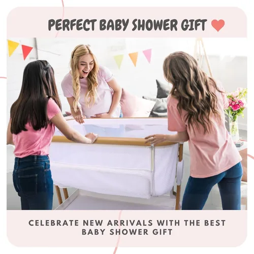 Vista 9 de bicystar Moisés para bebé junto a la cama 2 en 1 con ruedas, toda de malla transpirable con colchón, opción de inclinación, 5 alturas ajustables