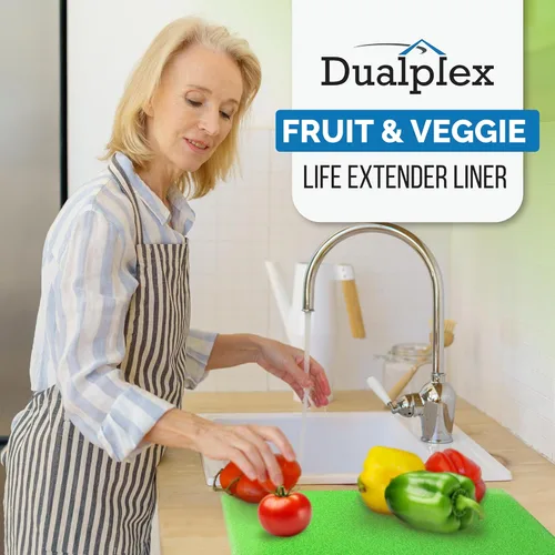 Vista 2 de Dualplex® Fruit & Veggie Life Extender Liner for Fridge Refrigerator Drawers, 13 x 10.5 Inches (4 Pack) – Extends The Life of Your Produce &