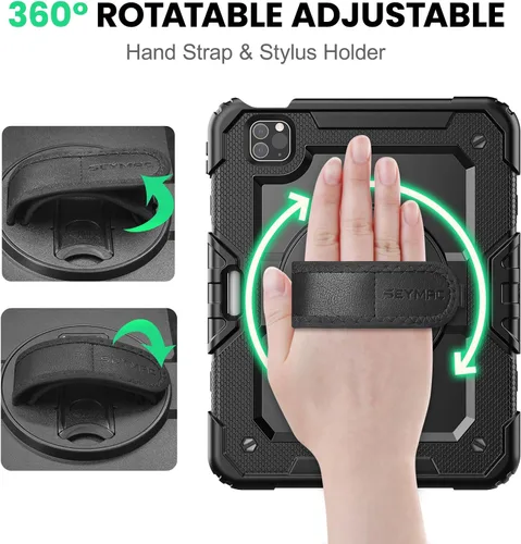 Vista 3 de SEYMAC Funda para iPad Pro 11 de 4ª, 3ª, 2ª, 1ª generación (2022/2021/2020/2018), funda protectora de cuerpo completo a prueba de golpes