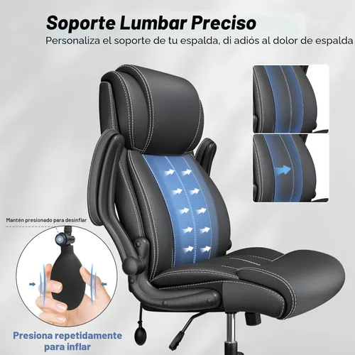 Vista 4 de BESTFAIR Silla de Oficina Ergonómica - Silla de Escritorio para Computadora, Sillas Ejecutivas de Cuero con Respaldo Alto, Soporte Lumbar Ajustable