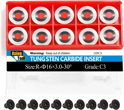 Asieg Tool Ci0 - Cortadores redondos de carburo de 0.63 pulgadas (0.630 in), cuchillas de repuesto indexables con tornillos para tamaño completo y