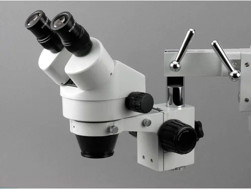 Vista 4 de AmScope SM-3B-FRL Microscopio de zoom estéreo binocular profesional, ocular WH10x, aumento 7X-45X, objetivo de zoom 0.7X-4.5X, luz de anillo