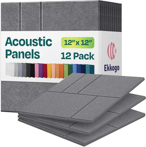 Vista 45 de Paneles acústicos, paquete de 12 paneles de pared insonorizados de 12 x 10.4 x 0.4 pulgadas, paneles de amortiguación de sonido de alta densidad
