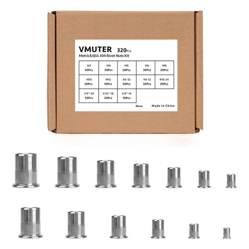 Vista 10 de 30 piezas tuercas de remache 3/8"-16, inserto roscado Nutsert de cabeza plana de acero inoxidable 304