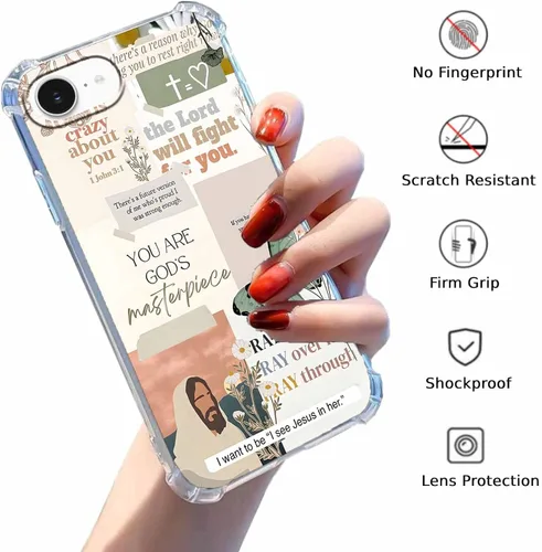 Vista 54 de Cubierta de Teléfono con Versículos de la Biblia y Citas Cristianas de Jesús en Collage, Funda Protectora Suave de TPU de Moda para iPhone 16 Pro, #1