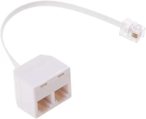 Vista 5 de Divisores de teléfono, adaptador de enchufe de pared dúplex RJ11 6P4C, divisor de línea de teléfono, enchufe de pared 1 a 2, adaptador convertidor