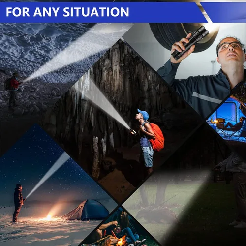 Vista 7 de Esgofo Linternas de alto lúmenes 10000 recargables, luz LED de mano súper brillante, potentes linternas de emergencia, impermeables, de larga