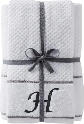 Vista 8 de SKL Home by Saturday Knight Ltd. Monogram "D" - Juego de toallas de baño y manos, color blanco, paquete de 4