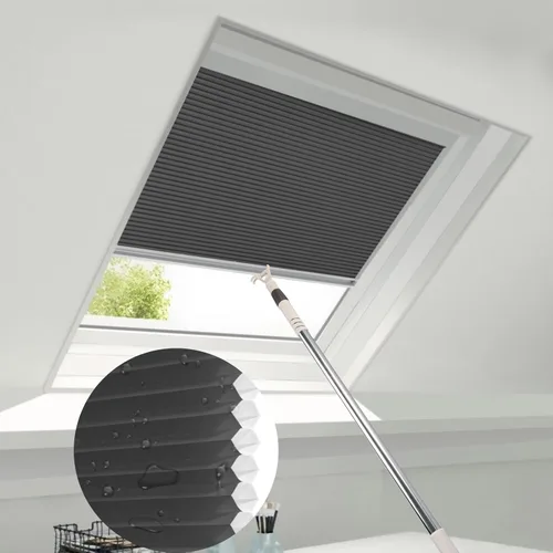 Vista 13 de ZSTARR Persianas manuales de tragaluz sin cordón, con diseño de panal de abeja, persianas de tela totalmente opacas para ventanas de habitación
