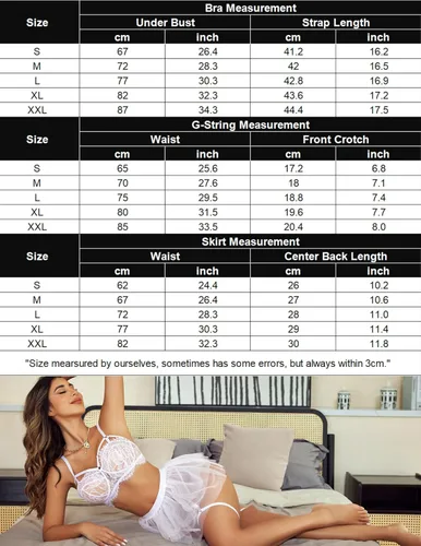 Vista 6 de Avidlove Lencería de encaje para mujer, minifalda de malla, ropa de noche, babydoll