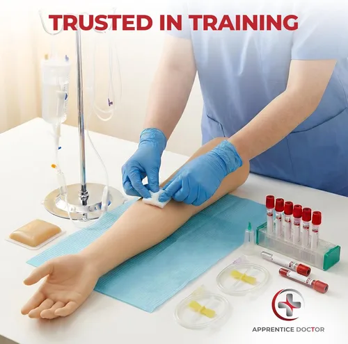Vista 7 de Kit de práctica de flebotomía The Apprentice Doctor – Brazo completo de entrenamiento de flebotomía para venopunción y simulación IV Diseñado