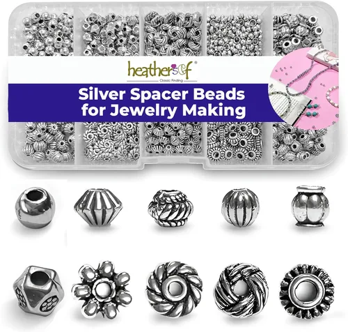 Vista 9 de Heather's cf Cuentas espaciadoras de metal, calidad duradera y estilo antiguo, espaciadores de cuentas de latón surtidos para pulseras, collares