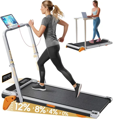 Vista 9 de Walking Pad with Incline Portable Treadmill with Handle Bar for Home Office Under Desk Use Small Space Treadmill