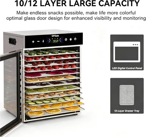 Vista 4 de Large Capacity Fruit Vegetable Dehydrator Electric Jerky Maker 10layer