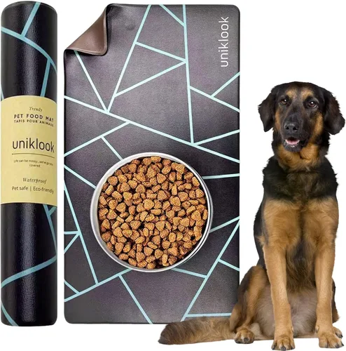 Vista 10 de Tapete de comida para perros, tapete para tazón de perro, tapete de comida para mascotas, tapete para alimentos y agua para perros, tapete